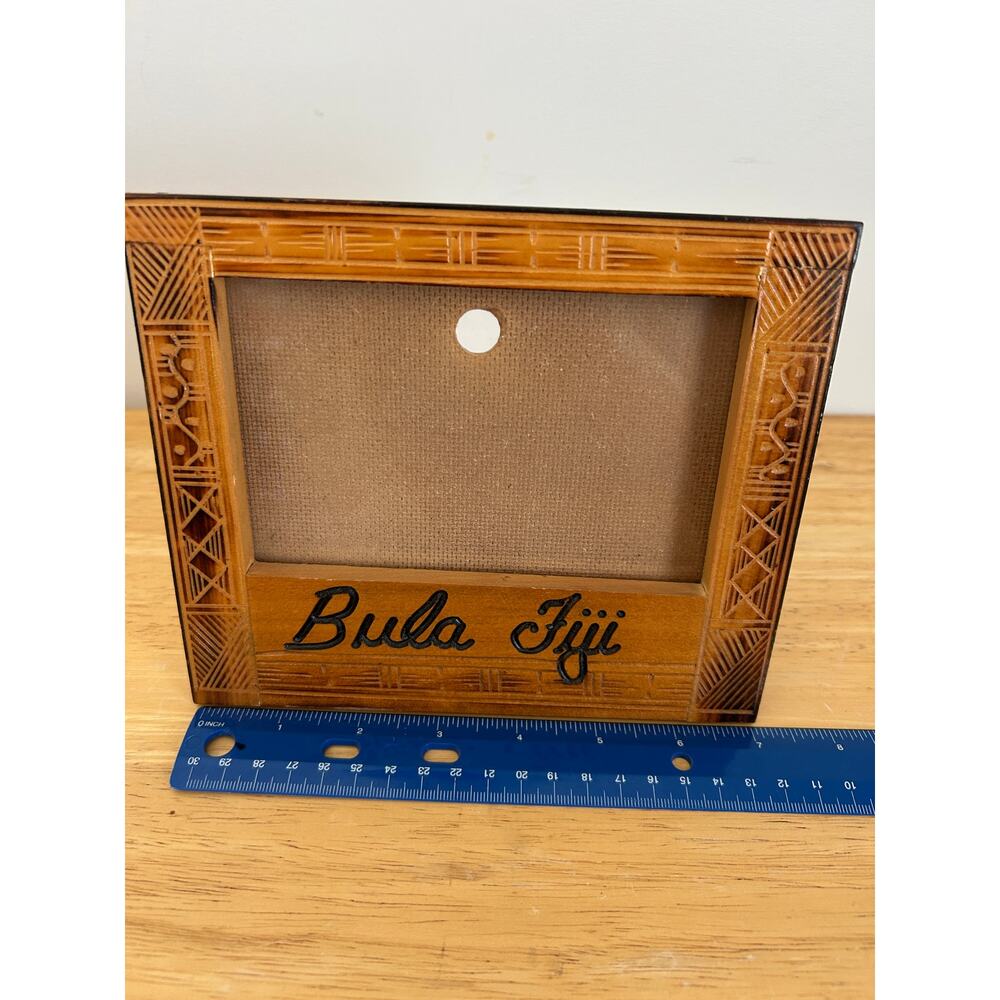 Bula Fiji Carved Wooden Souvenir Photo Frame – Tribal Design - Picture 5 of 6